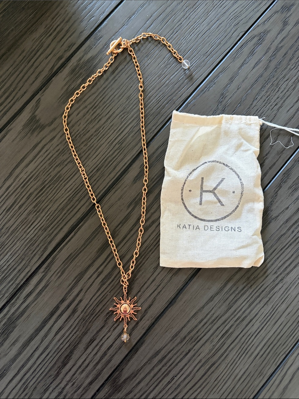Katia Designs Rose Gold Sunburst Pendant Necklace